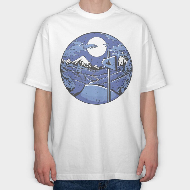 Signpost Mountain Night, Tricou Oversize Barbati (Unisex)