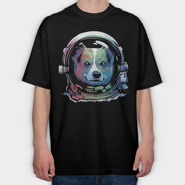 Corgi Space Rainbow, Tricou Oversize Barbati (Unisex)