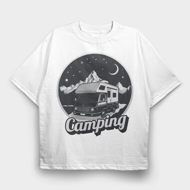 Van Night Camping, Tricou Oversize Barbati (Unisex)