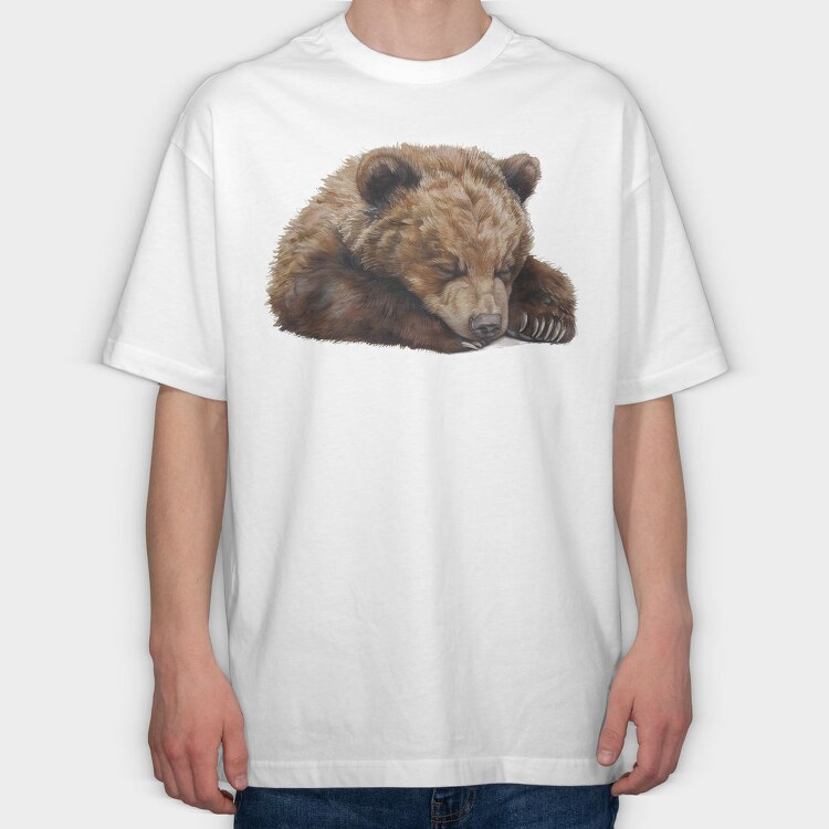 Bear Sleeping Cute, Tricou Oversize Barbati (Unisex)