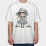 Blue Vintage Girl, Tricou Oversize Barbati (Unisex)
