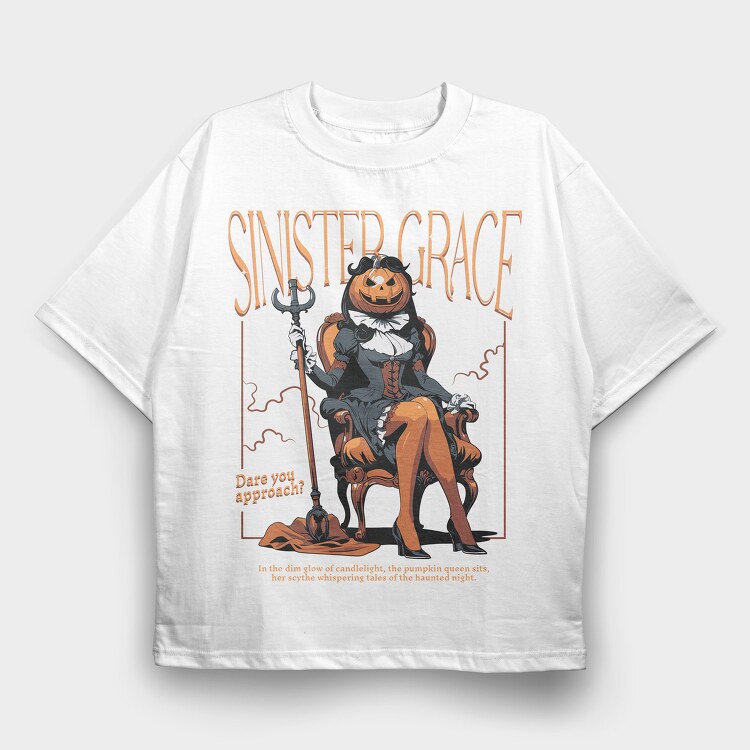 Sinister Grace Pumpkin Creepy, Tricou Oversize Barbati (Unisex)