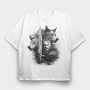 Viking and Wolves, Tricou Oversize Barbati (Unisex)