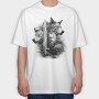 Viking and Wolves, Tricou Oversize Barbati (Unisex)
