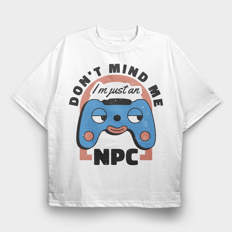 Gamer Retro Cartoon Npc, Tricou Oversize Barbati (Unisex)