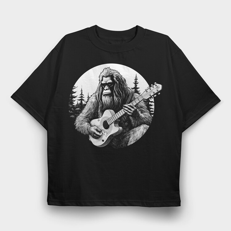 Bigfoot Playing Guitar, Tricou Oversize Barbati (Unisex)