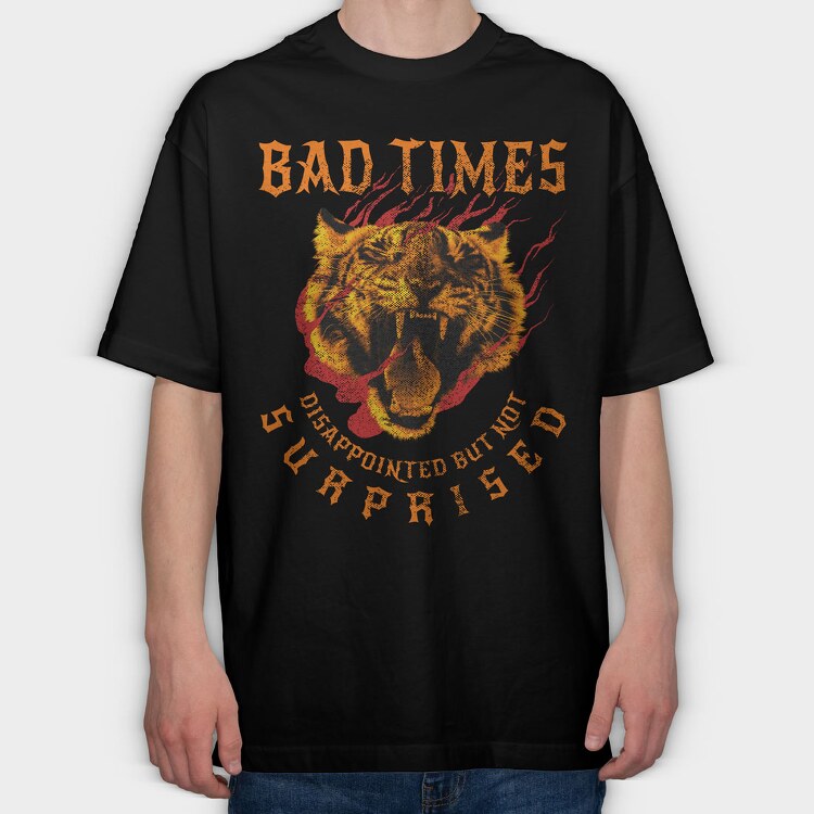 Old School Tiger Bad Times, Tricou Oversize Barbati (Unisex)