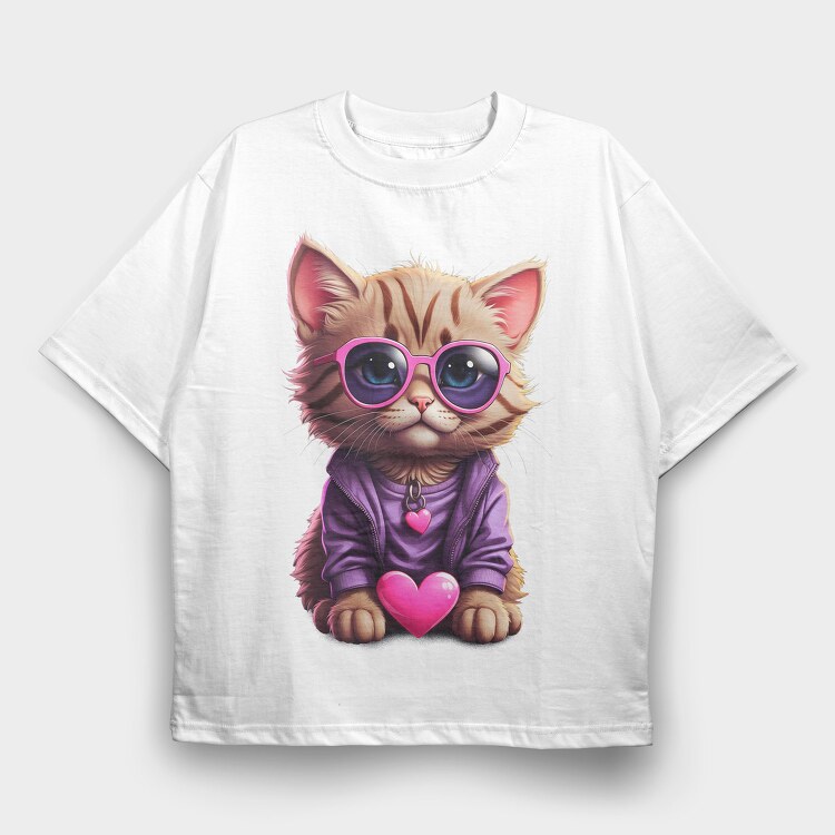 Kitty, Tricou Oversize Barbati (Unisex)