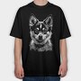 Kleekai Dog Monochrome, Tricou Oversize Barbati (Unisex)