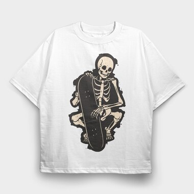 Skate Skeleton, Tricou Oversize Barbati (Unisex)
