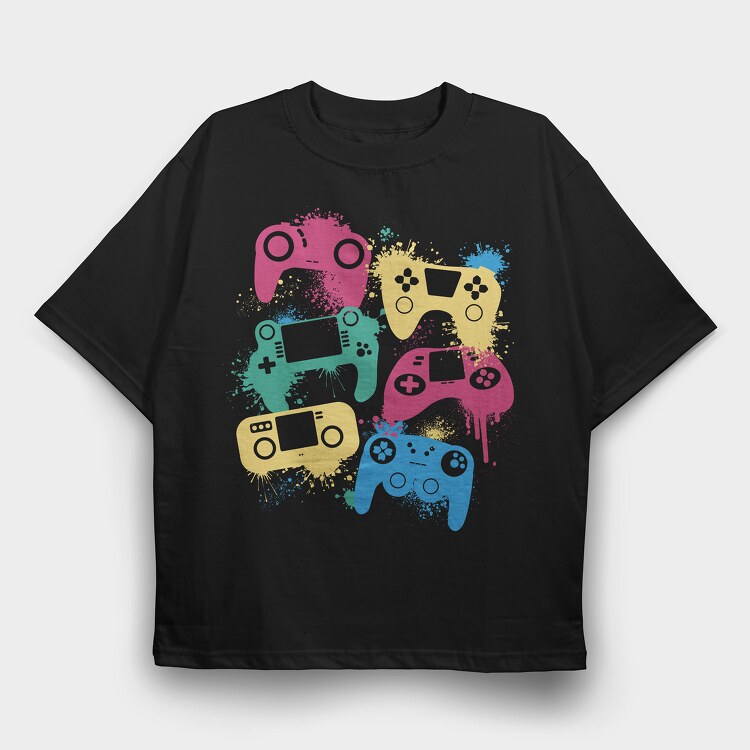 Gaming Joysticks, Tricou Oversize Barbati (Unisex)