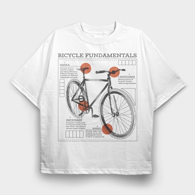 Bike Fundamentals, Tricou Oversize Barbati (Unisex)
