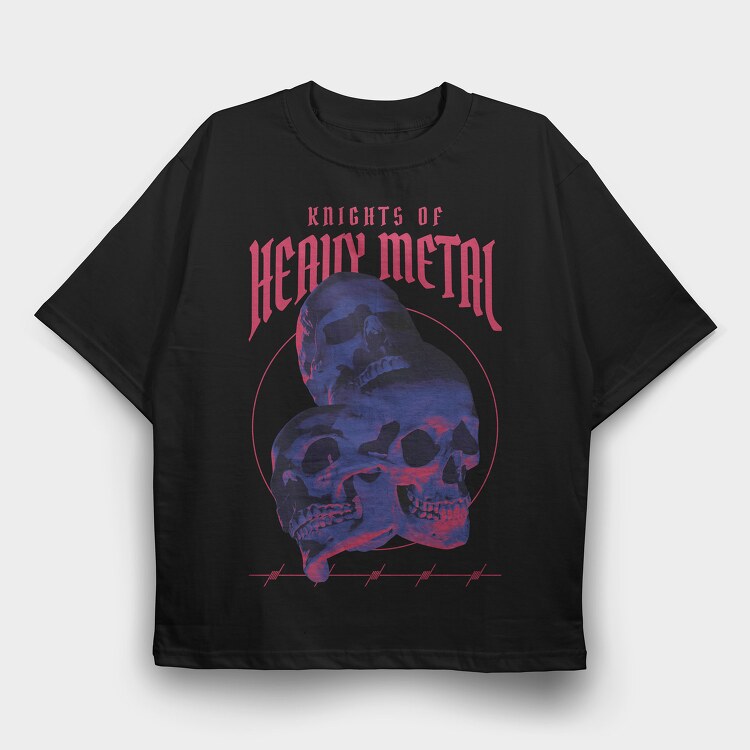 Knights of Heavy Metal, Tricou Oversize Barbati (Unisex)