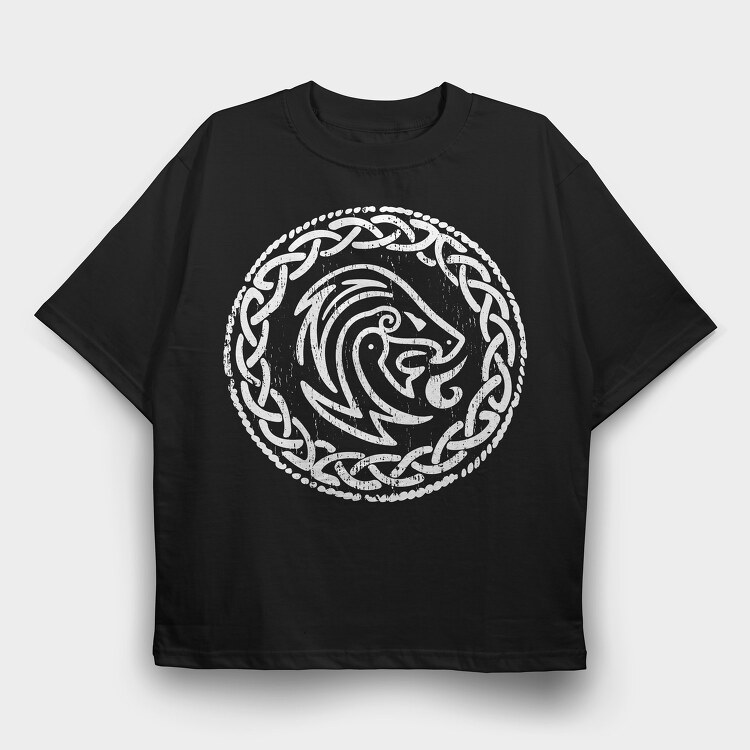 Viking Dragon Monochrome, Tricou Oversize Barbati (Unisex)