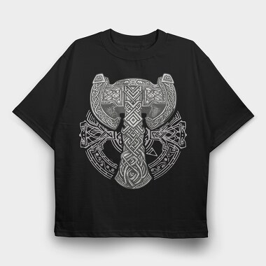 Viking Hammer Runes, Tricou Oversize Barbati (Unisex)