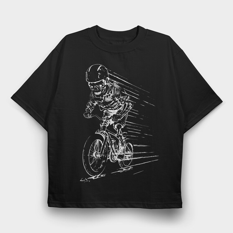 Skeleton Bicycle, Tricou Oversize Barbati (Unisex)