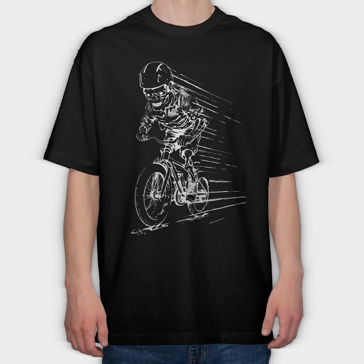Skeleton Bicycle, Tricou Oversize Barbati (Unisex)