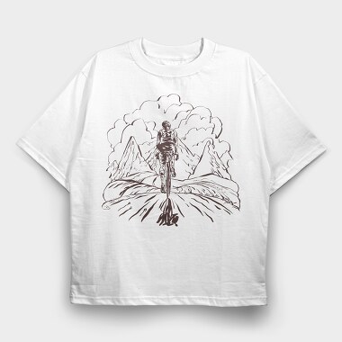 Bike Mountain Lineart, Tricou Oversize Barbati (Unisex)
