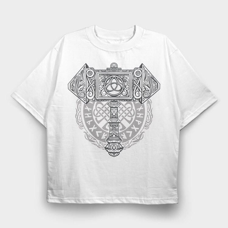 Knot Viking Mjolnir, Tricou Oversize Barbati (Unisex)