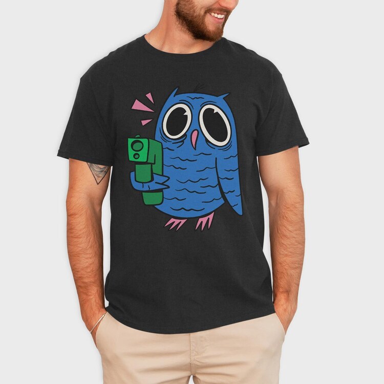 Crazy Owl Gun, Tricou Barbati (Unisex)
