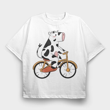 Cow Bike, Tricou Oversize Barbati (Unisex)