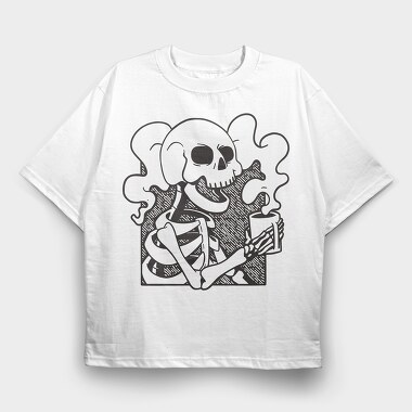 Skeleton Coffee, Tricou Oversize Barbati (Unisex)