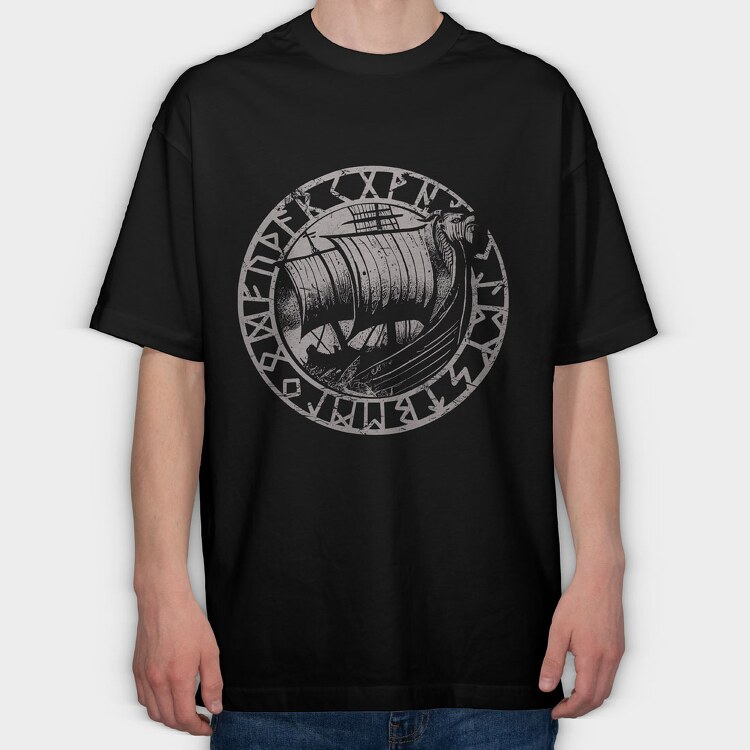 Viking Ship, Tricou Oversize Barbati (Unisex)