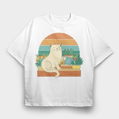 Gardening Cat, Tricou Oversize Barbati (Unisex)