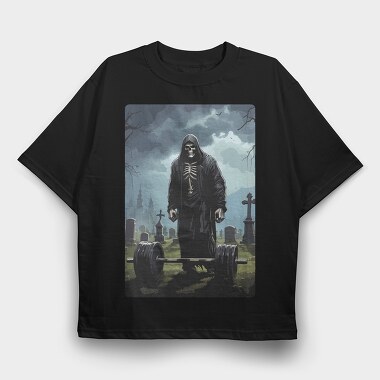 Skeleton Deadlifting, Tricou Oversize Barbati (Unisex)