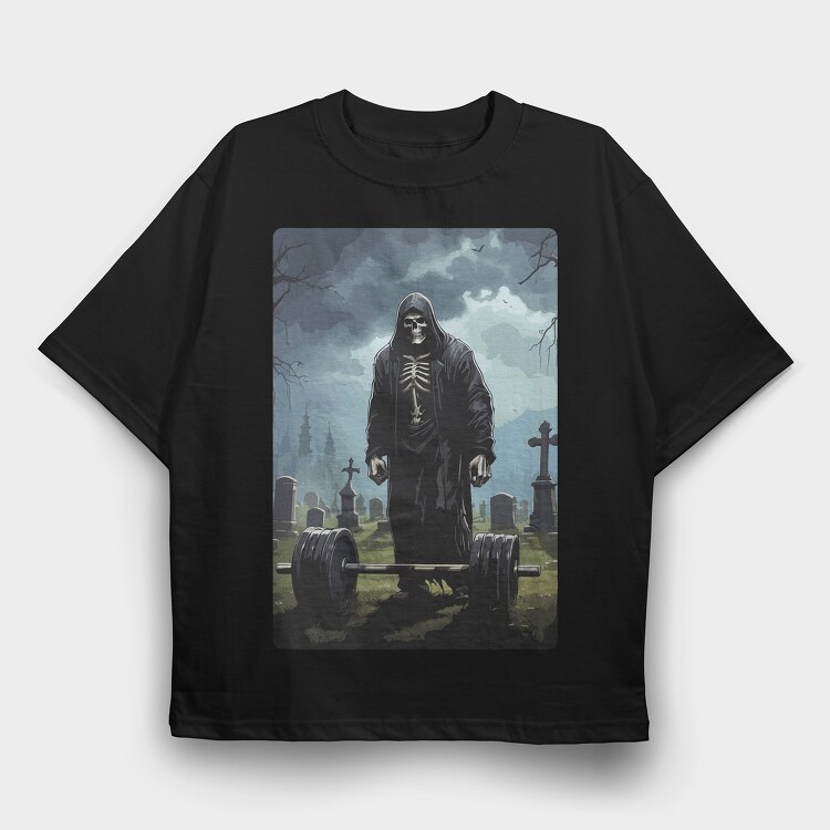 Skeleton Deadlifting, Tricou Oversize Barbati (Unisex)