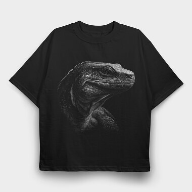 Komodo Dragon Monochrome, Tricou Oversize Barbati (Unisex)
