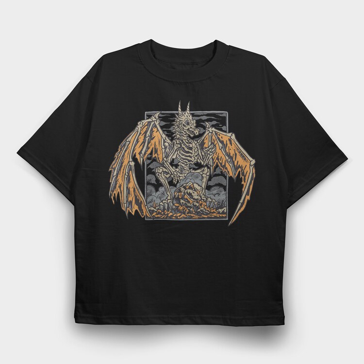 Skeleton Dragon, Tricou Oversize Barbati (Unisex)