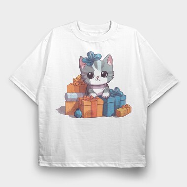 Birthday Cat, Tricou Oversize Barbati (Unisex)