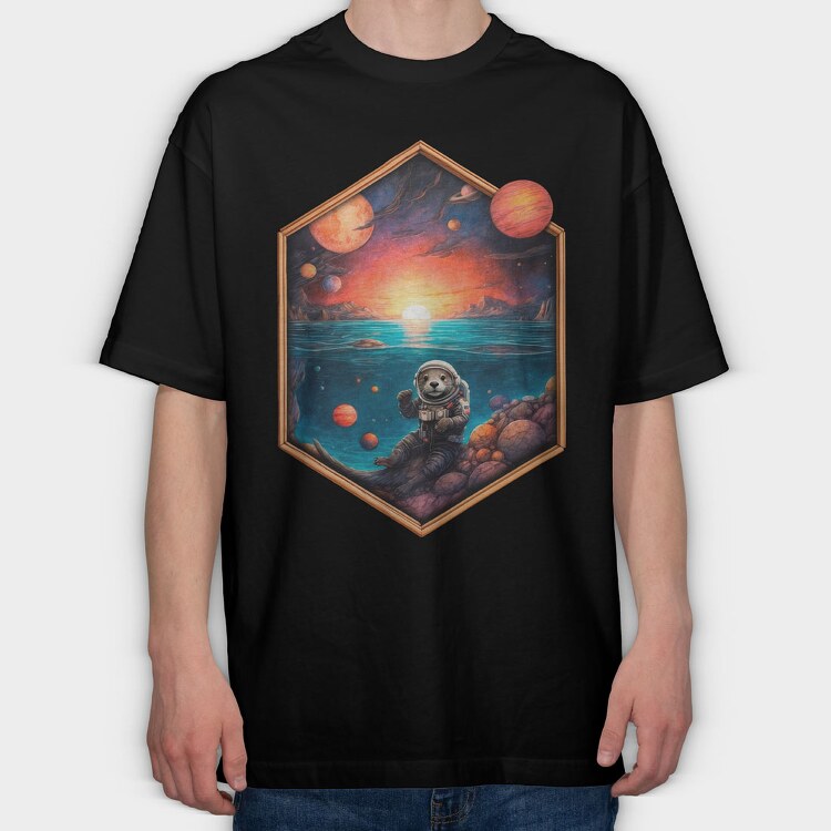 Otter Astronaut, Tricou Oversize Barbati (Unisex)