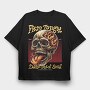 Skeleton Fiery Tongle, Tricou Oversize Barbati (Unisex)