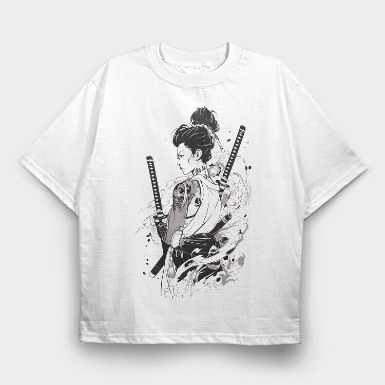 Geisha Girl, Tricou Oversize Barbati (Unisex)