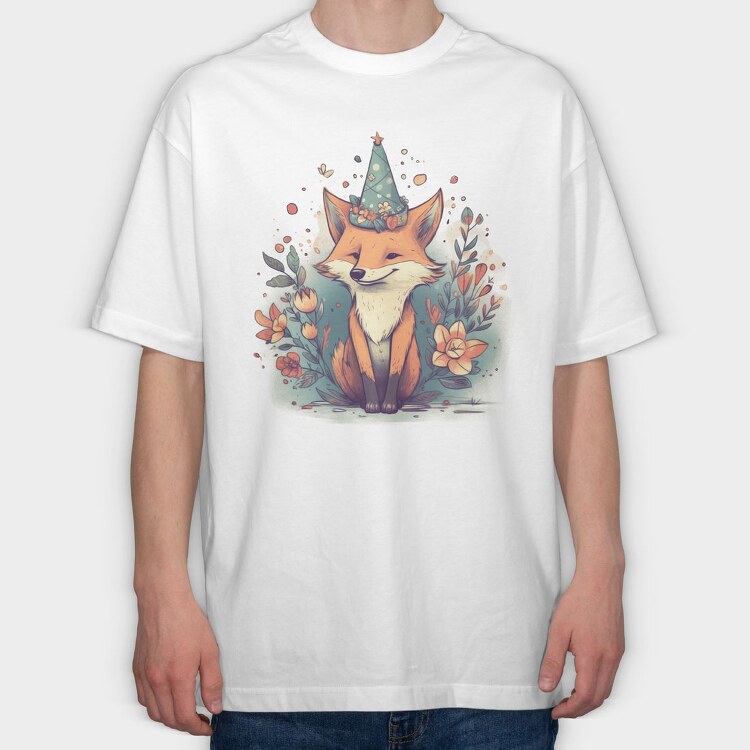 Birthday Fox, Tricou Oversize Barbati (Unisex)