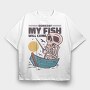Skeleton Fishing, Tricou Oversize Barbati (Unisex)
