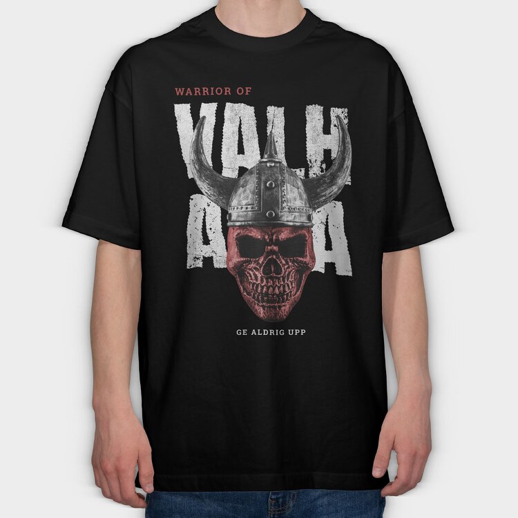 Viking Skull Valhalla, Tricou Oversize Barbati (Unisex)