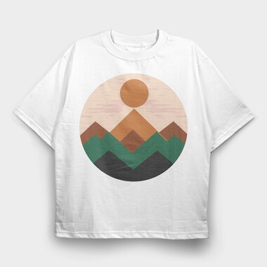 Geometric Retro Mountains, Tricou Oversize Barbati (Unisex)
