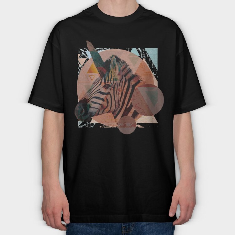 Geometric Zebra, Tricou Oversize Barbati (Unisex)
