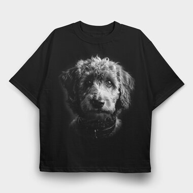 Labradoodle Monochrome, Tricou Oversize Barbati (Unisex)