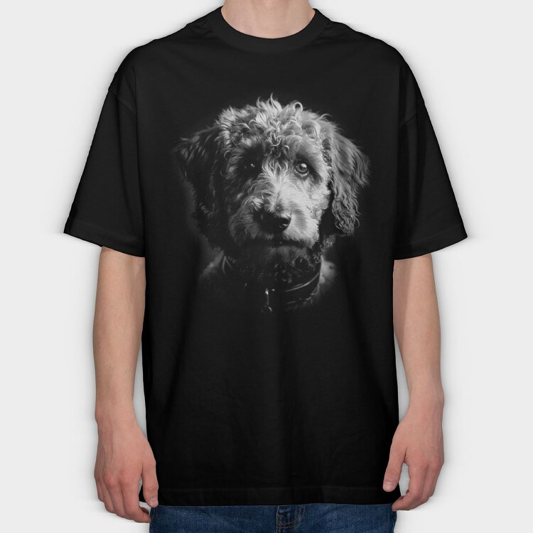Labradoodle Monochrome, Tricou Oversize Barbati (Unisex)