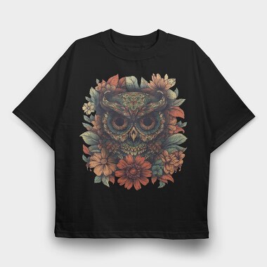 Owl Flowers Skull, Tricou Oversize Barbati (Unisex)