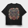 Owl Flowers Skull, Tricou Oversize Barbati (Unisex)
