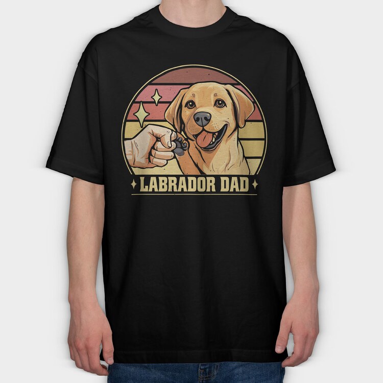 Labrador Dad Retro, Tricou Oversize Barbati (Unisex)