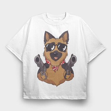 German Shepherd Guns, Tricou Oversize Barbati (Unisex)