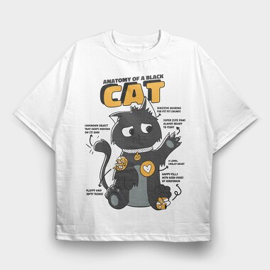 Black Cat Anatomy, Tricou Oversize Barbati (Unisex)