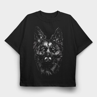 German Shepherd Monochrome, Tricou Oversize Barbati (Unisex)