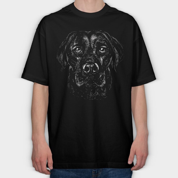 Labrador Retriever Monochrome 2, Tricou Oversize Barbati (Unisex)